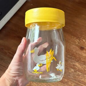 Vintage Carlton Glass Yellow Lid Ducks Jar USA